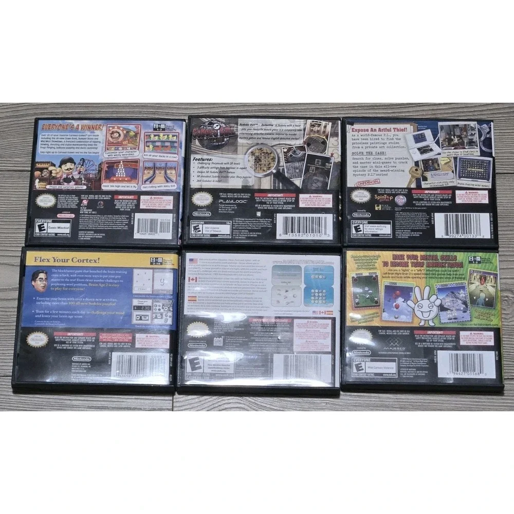 Nintendo DS Games Lot Of 6 All Complete Sudoku Brain Age Carnival Zenses Mystery